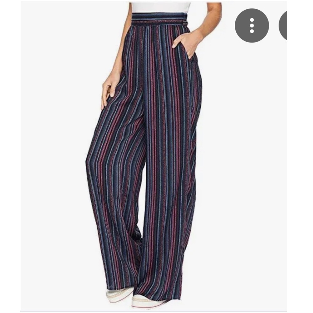 BCBG MAXazaria Plum Sapphire Pinstripe Palazzo Pants Size S